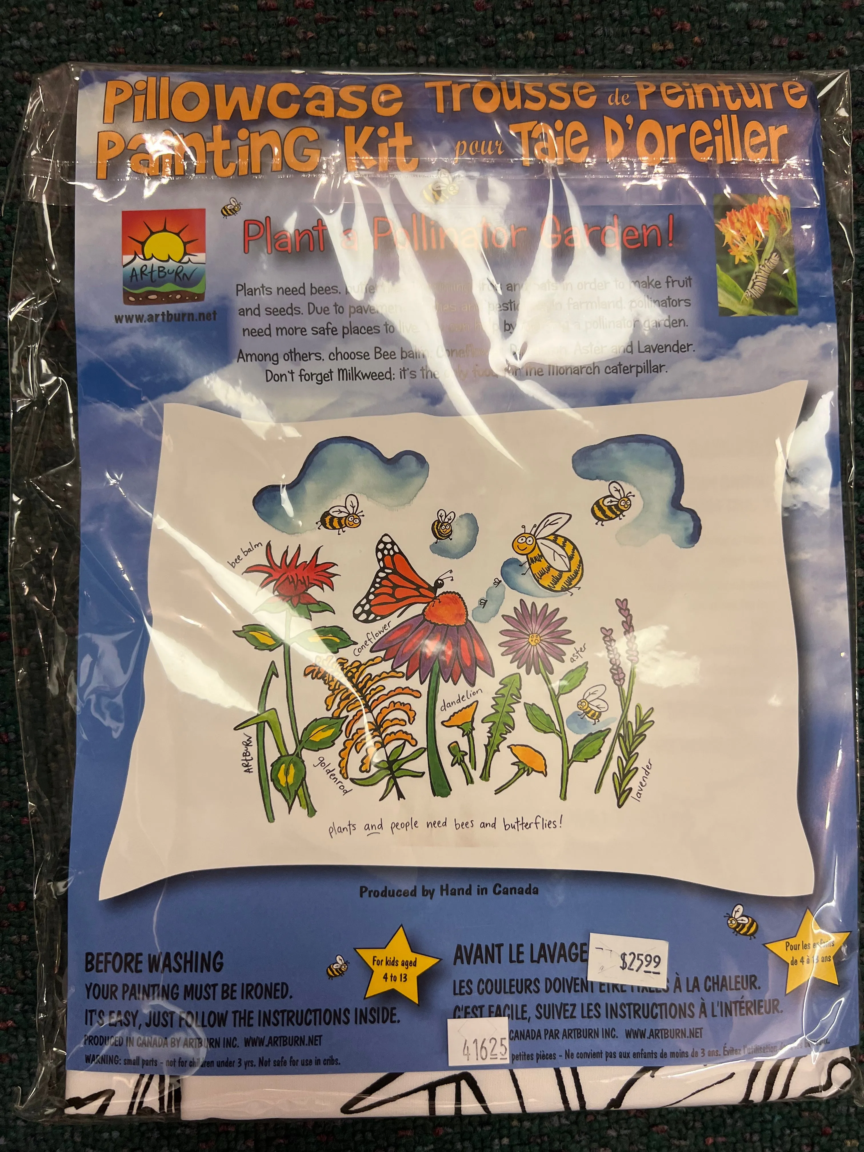 Artburn Paint Your Own Pillow Case Garden, Plant A Pollinator