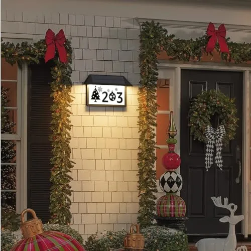 ASOMST Solar Address Sign, Lighted House Numbers Waterproof, 3-Color Lighting Modes LED Illuminated Address Plaque, Wall Mounted Outdoor Address Number for Home Yard Street