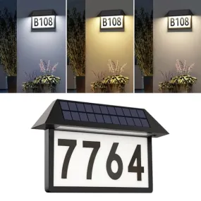 ASOMST Solar Address Sign, Lighted House Numbers Waterproof, 3-Color Lighting Modes LED Illuminated Address Plaque, Wall Mounted Outdoor Address Number for Home Yard Street