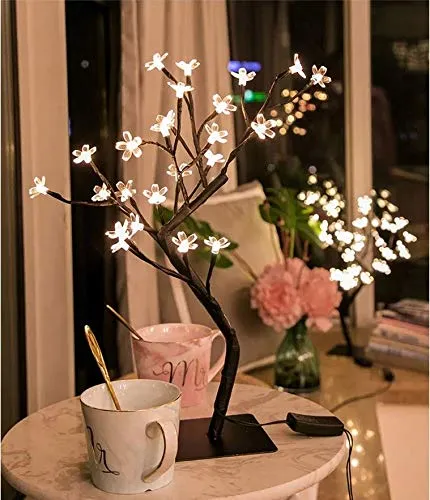 AtneP Lights 24 LED Tree for Diwali Christmas Home Decoration Festival Decor Lights 14x5 Inches Warm White