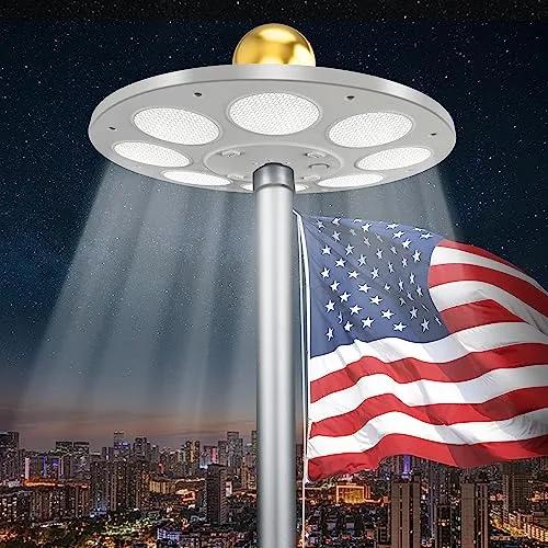 Aurolit Flagpole Light Solar Powered,Auro 5 Flag Pole Light 136 LED for 15-25 Ft Poles,12 Hour Dusk to Dawn Auto On/Off,Spectacular Aurora Lighting on Outdoor Pole Top