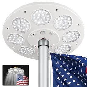 Aurolit Flagpole Light Solar Powered,Auro 5 Flag Pole Light 136 LED for 15-25 Ft Poles,12 Hour Dusk to Dawn Auto On/Off,Spectacular Aurora Lighting on Outdoor Pole Top