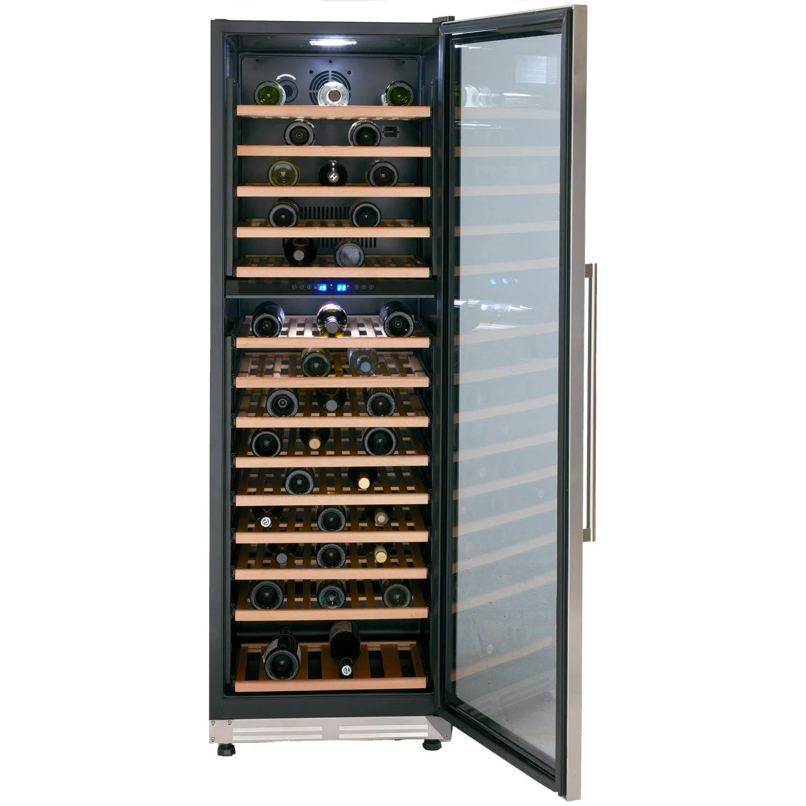 Avanti 154 Bottle DESIGNER Series Dual-Zone Wine Cooler - Stainless Steel with Black Cabinet / 154 Bottles