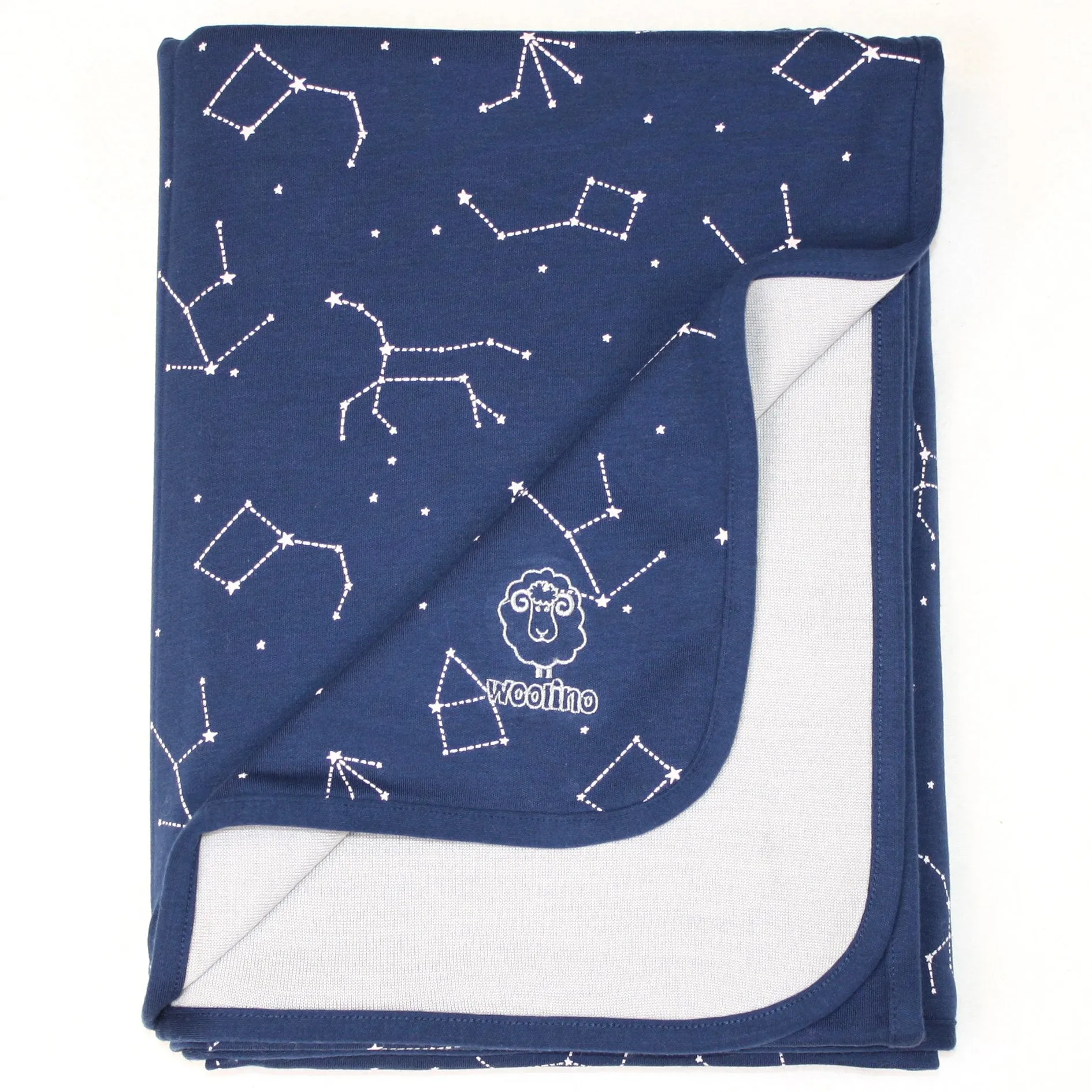 BABY Blanket, 4 Season Stroller Merino Wool & Organic Cotton Blanket, 40" x 31.5", Nightsky