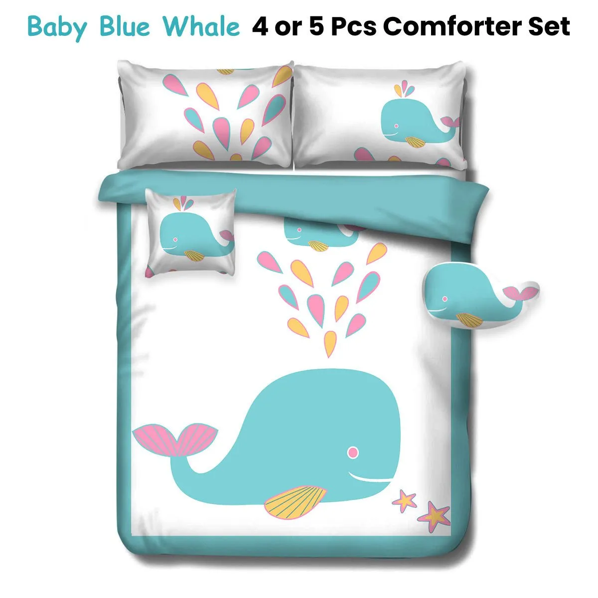 Baby Blue Whale Kids Advventure 5 Pcs Comforter Set Double