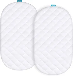 Bassinet Mattress Pad Cover - Fits Safety 1st Nap and Go Rocking Bassinet, 2 Pack, Bamboo, Waterproof