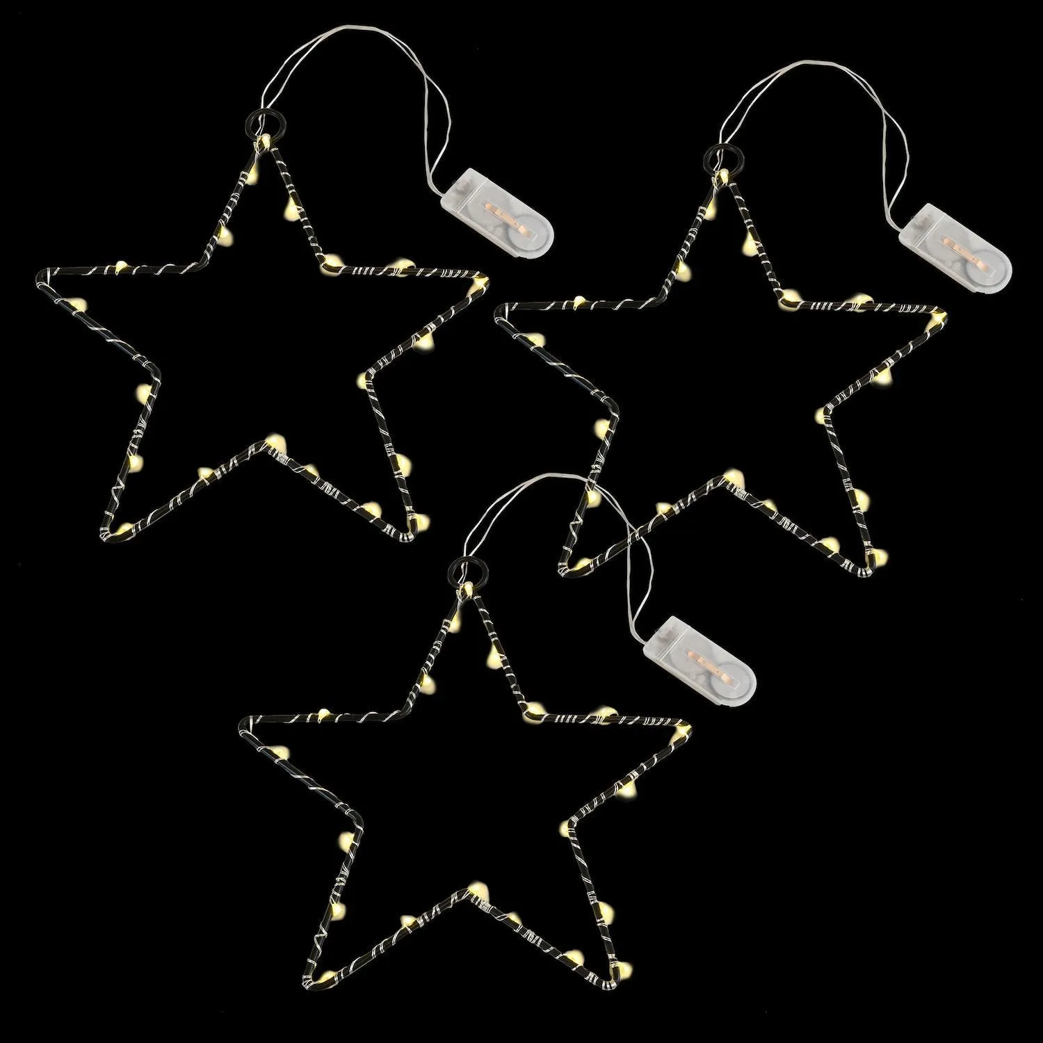 Battery Operated LED Lighted Metal Stars- Set of 3