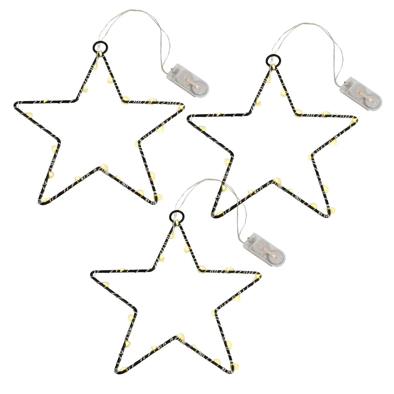 Battery Operated LED Lighted Metal Stars- Set of 3