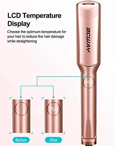 Bcway Hair Straightener, 1.5" Wide Plate Flat Iron for Hair with Adjustable Temperature 250°F-450°F, Digital LCD & PTC Heater, 3D Titanium Floating Plates 2-in-1 Hair Iron for All Hair Types