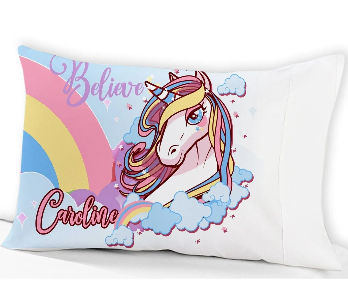 Beautiful Unicorn Gifts for Girls Personalized Pillowcase Bedding Birthday or Christmas gift idea Kids Room Party Decor Unicorn Gift Custom