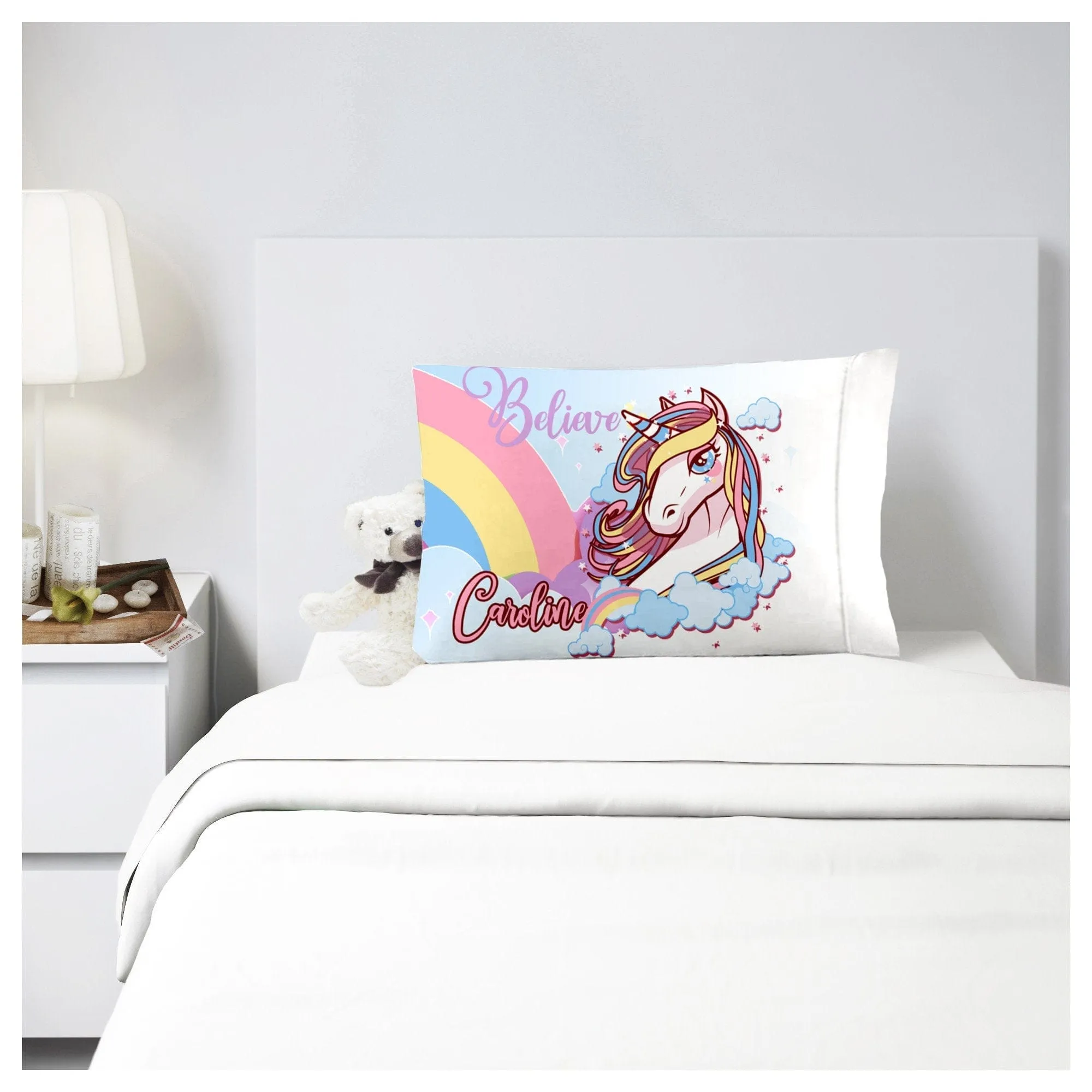 Beautiful Unicorn Gifts for Girls Personalized Pillowcase Bedding Birthday or Christmas gift idea Kids Room Party Decor Unicorn Gift Custom