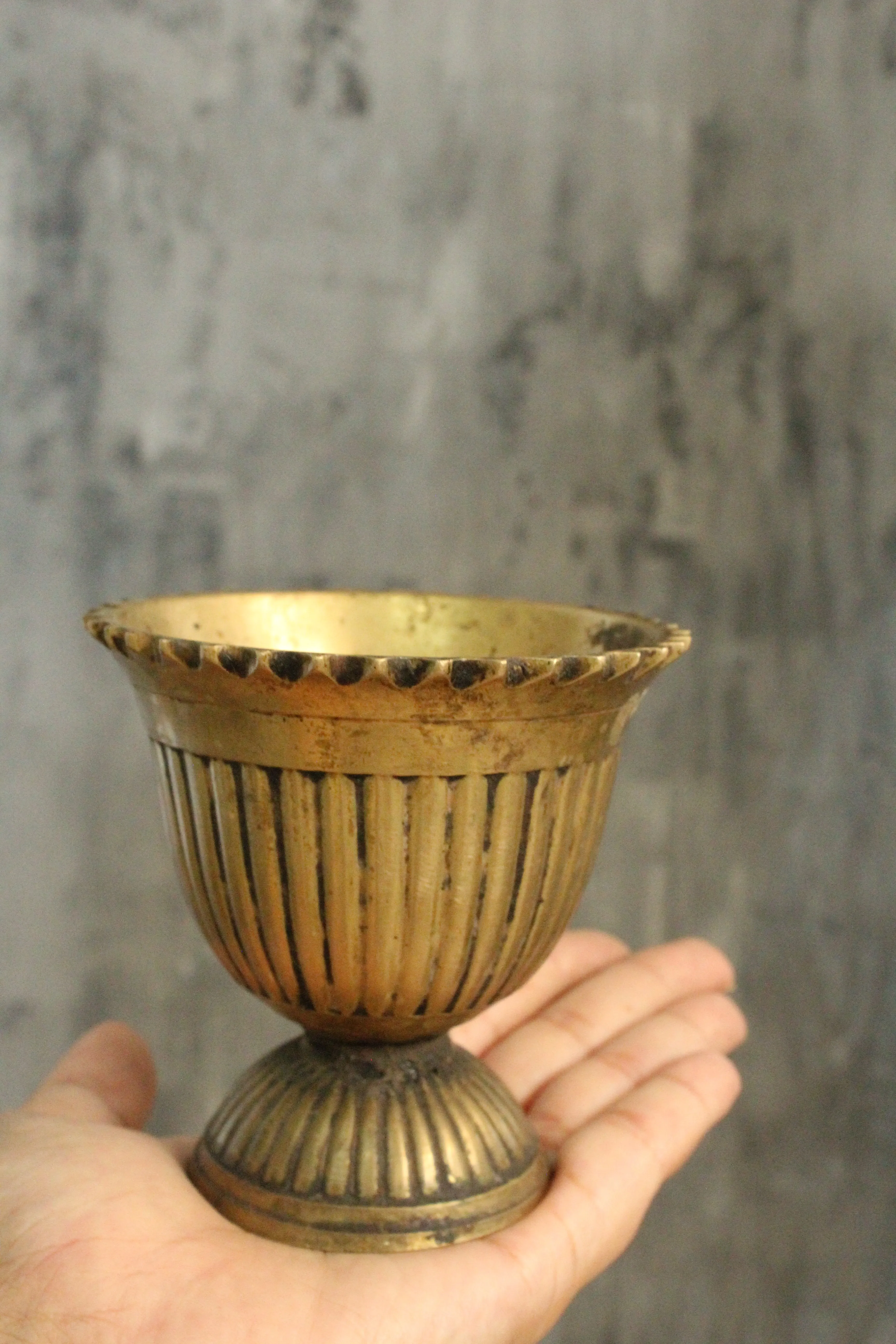 Beautiful Vintage Bronze Footed Glass / goblet