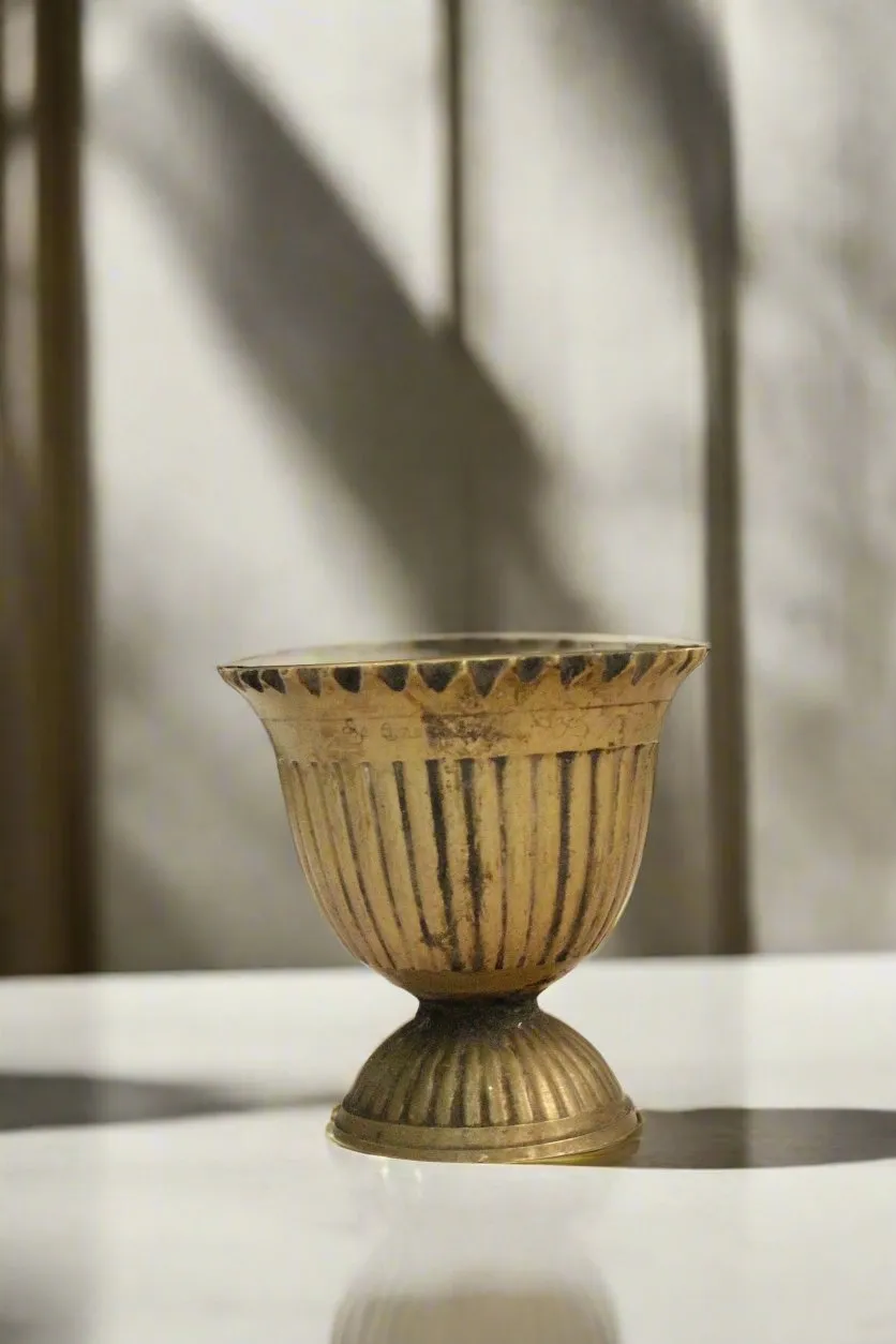 Beautiful Vintage Bronze Footed Glass / goblet