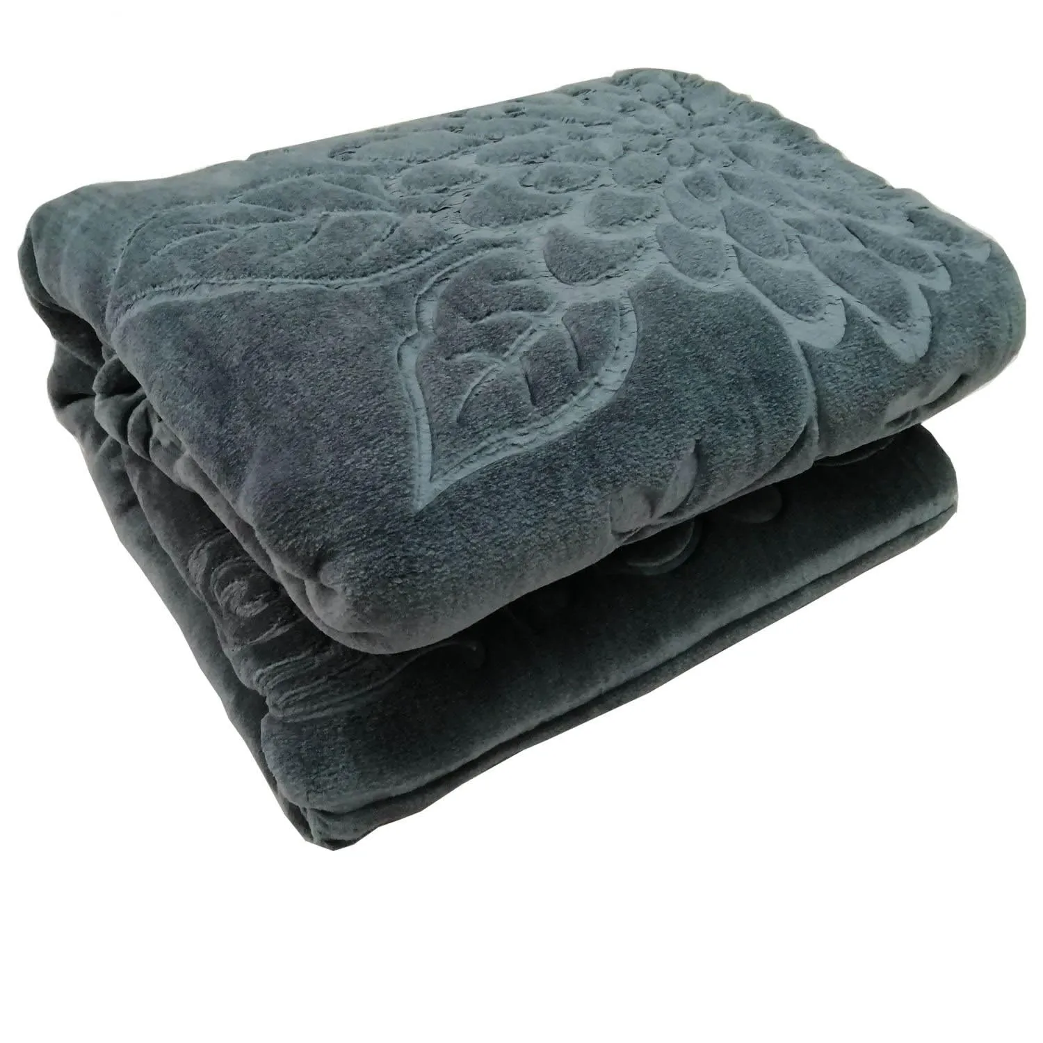 BENAVJI Mink Floral Embossed Super Soft Heavy Bed Velvet for Winter Blanket Quilt Rajai (Grey, Double)