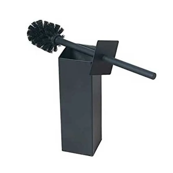 BGL Toilet Brush Black, Heavy 304Stainless Steel Toilet Brush Holder, Square Bathroom Cleaning Brush (Black)