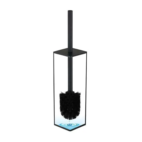 BGL Toilet Brush Black, Heavy 304Stainless Steel Toilet Brush Holder, Square Bathroom Cleaning Brush (Black)