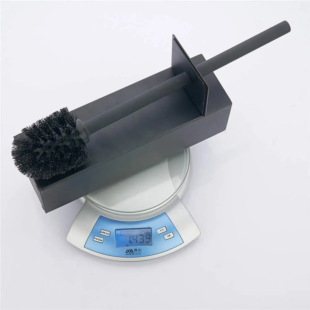 BGL Toilet Brush Black, Heavy 304Stainless Steel Toilet Brush Holder, Square Bathroom Cleaning Brush (Black)