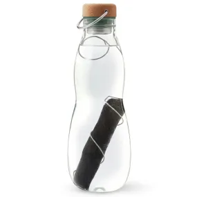 Black   Blum Glass Water Bottle 650ml with Charcoal Stick on Coil