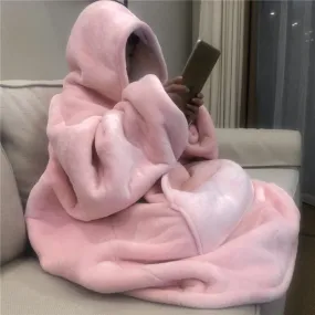 Blanket with Sleeves Women Oversized Winter Hoodie Fleece Warm Hoodies Sweatshirts Giant TV Blanket Women Hoody Robe Couple Men