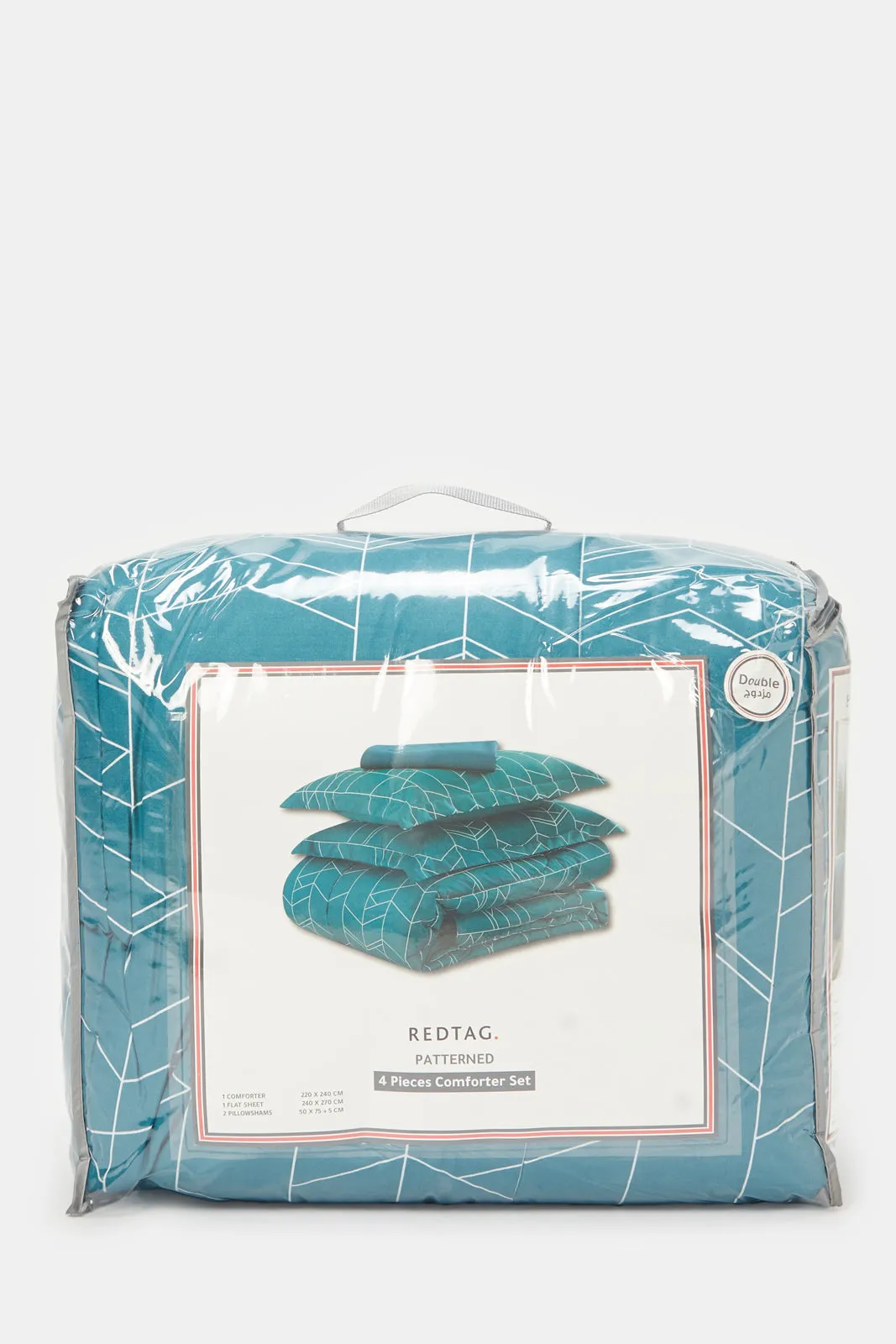 Blue 4 Piece Geometric Printed Comforter Set (Double Size)