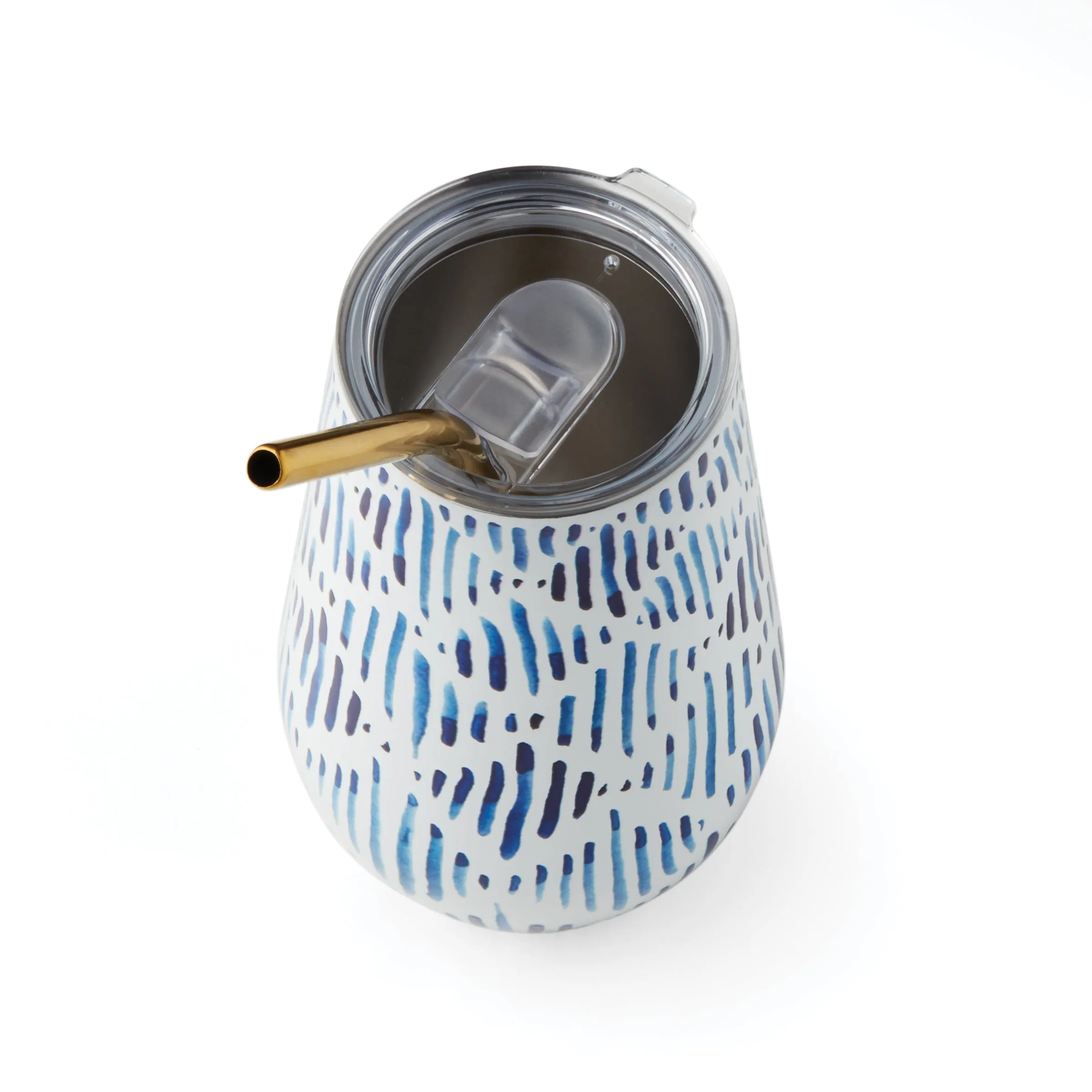 Blue Bay Ikat Stainless Steel Wine Tumbler & Straw