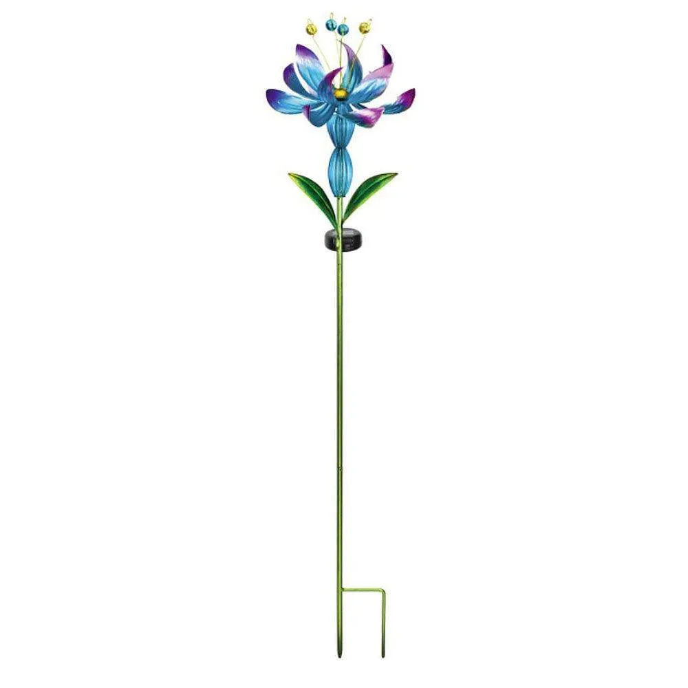 Blue Flower Spinner Solar Stake