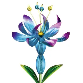 Blue Flower Spinner Solar Stake