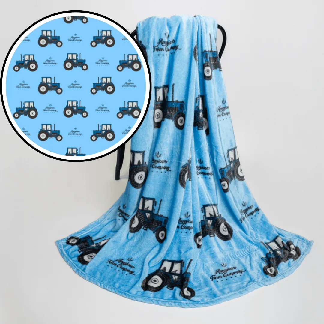 Blue Tractor Plush Blanket