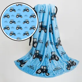 Blue Tractor Plush Blanket