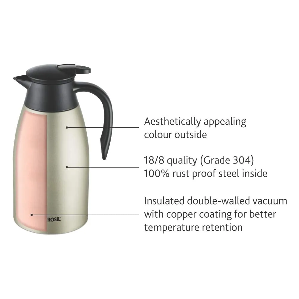 Borosil Hydra Thermo Flask with Thermal Cover, 1000 ml, Silver & Hydra Bolt Trans, Blue, 1L & Oyster Vacuum Insulated Teapot (Silver, 2 L)