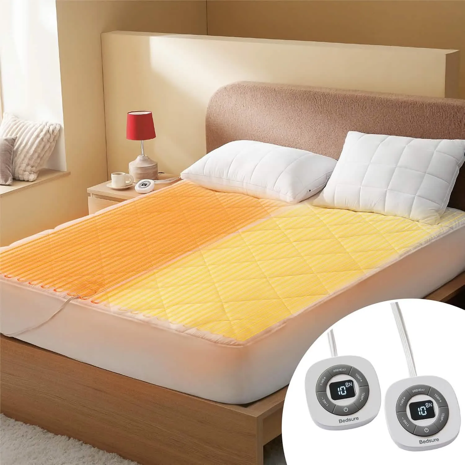 Brushed Polyester Microfiber Heated Mattress Pad