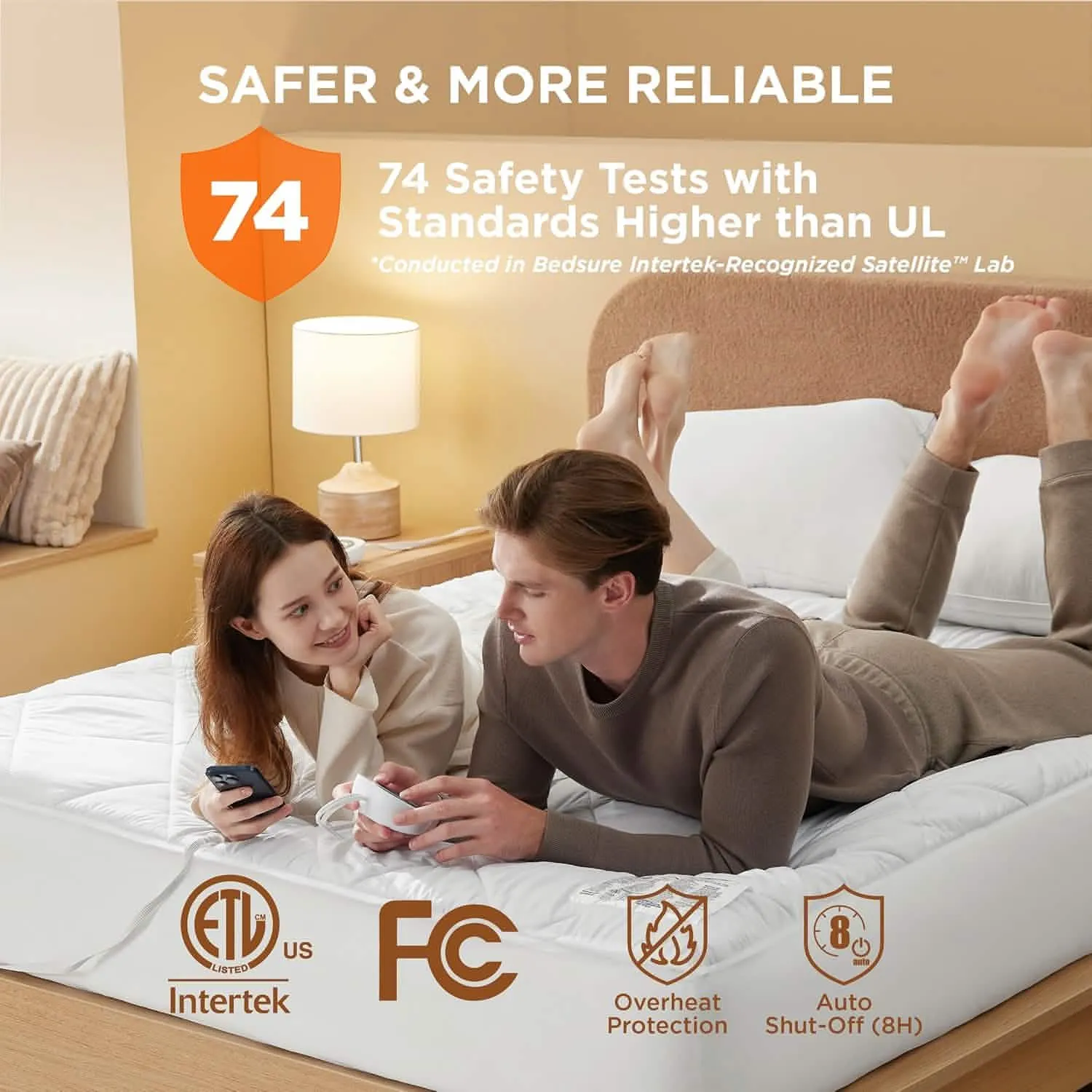 Brushed Polyester Microfiber Heated Mattress Pad