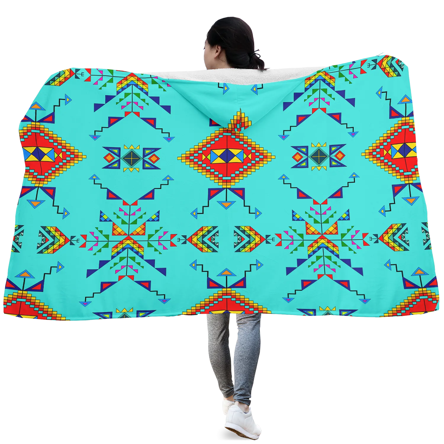 Buffalo Jump Turquoise Hooded Blanket