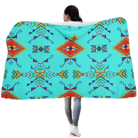 Buffalo Jump Turquoise Hooded Blanket