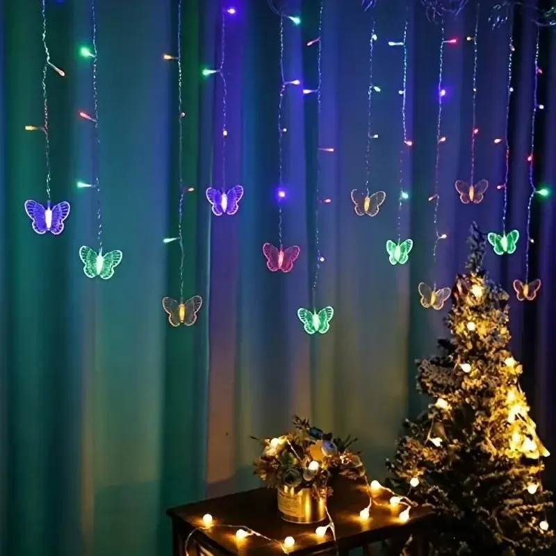 Butterfly LED String Lights – 96 Twinkling LEDs with USB Charger & Remote Control, Perfect for Weddings & Parties