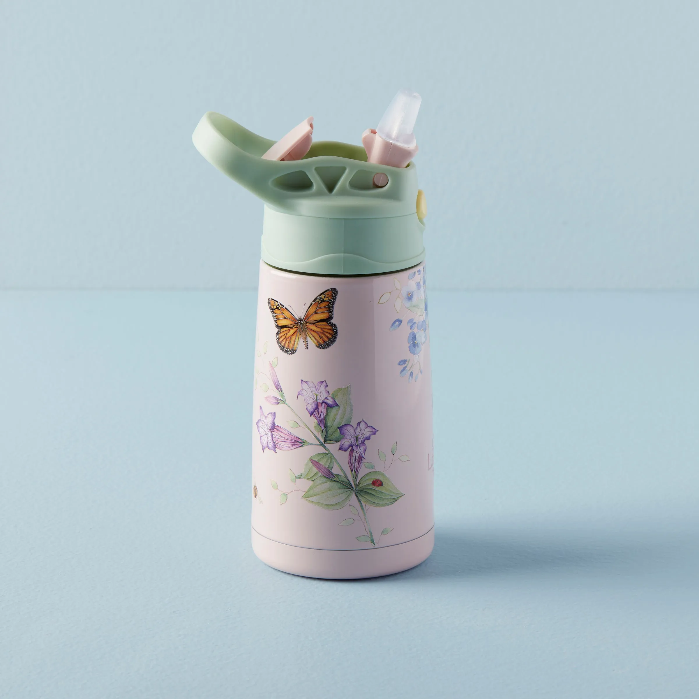 Butterfly Meadow Pink Stainless Kids Water Bottle