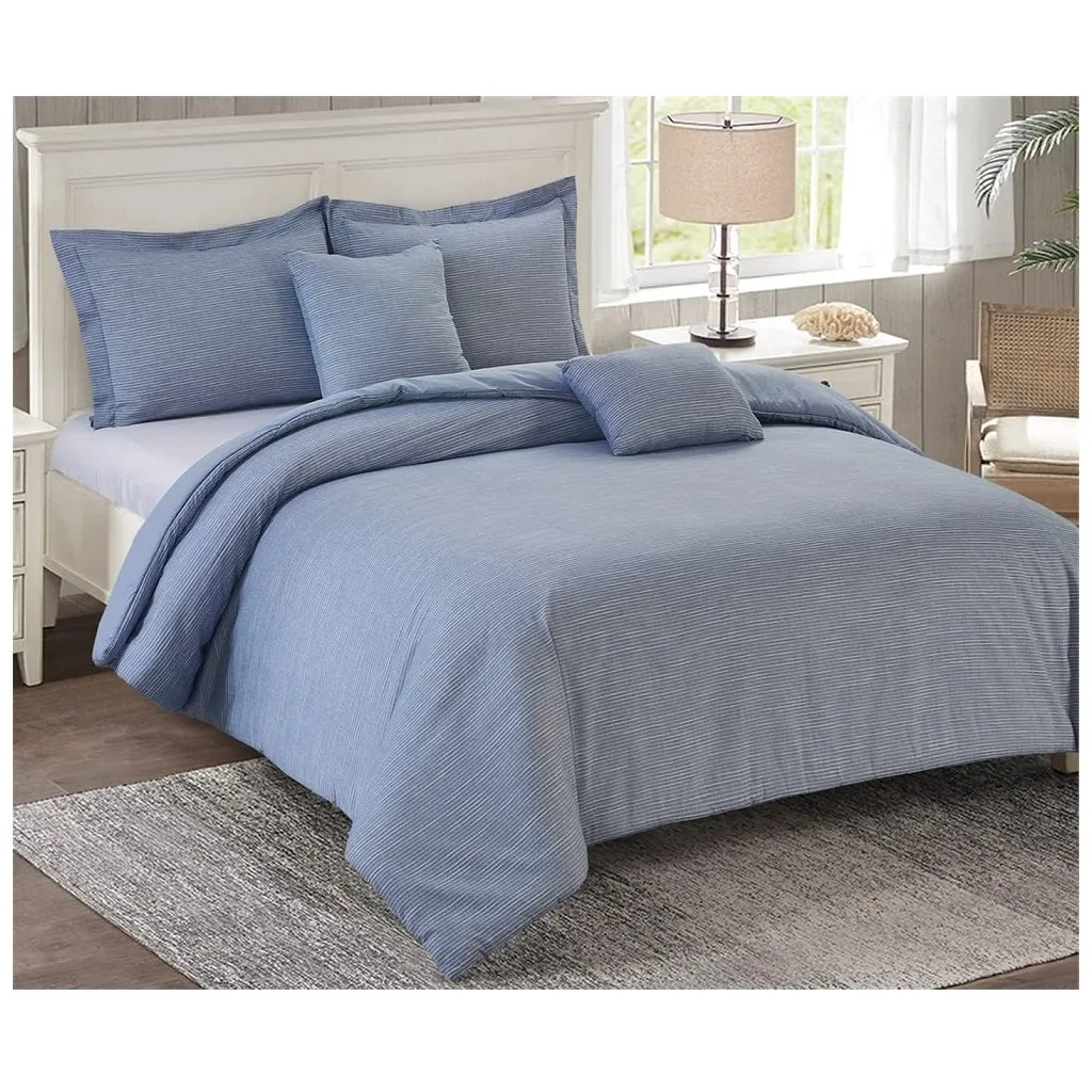 C&F Home 82481.5QSET Oxford Stripes Comforter 5 Piece Set Full Queen 90 Inches x 92 Inches