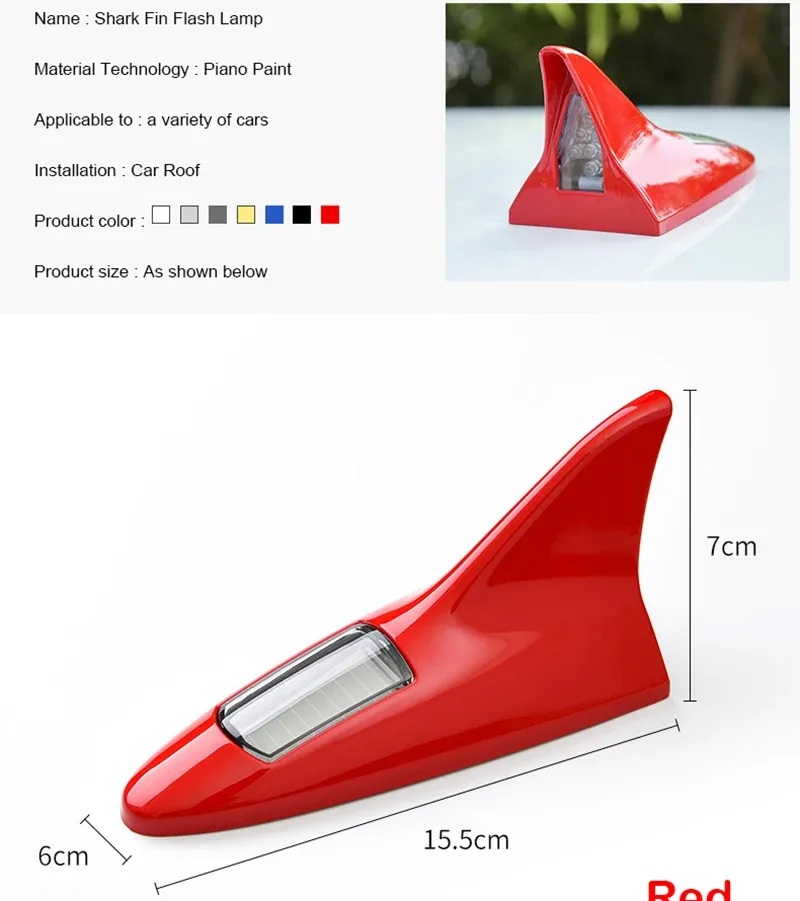 Car Shark Fin Antenna with Solar Energy LED Light