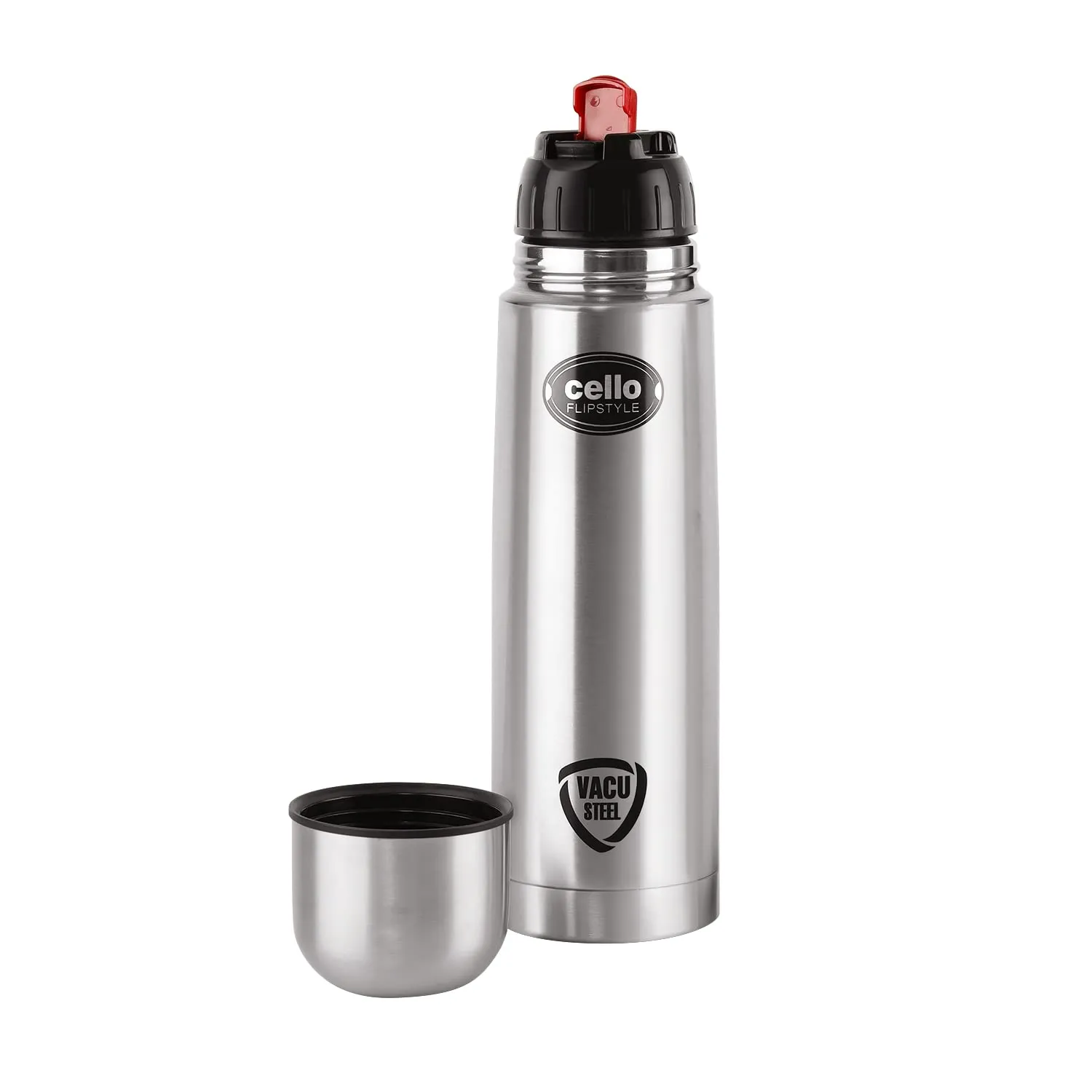 Cello Swift Vacuum Insulated Flask | 1500ml, Silver & Cello Flip Style Vacuum Insulated Flask | 1000ml, Silver