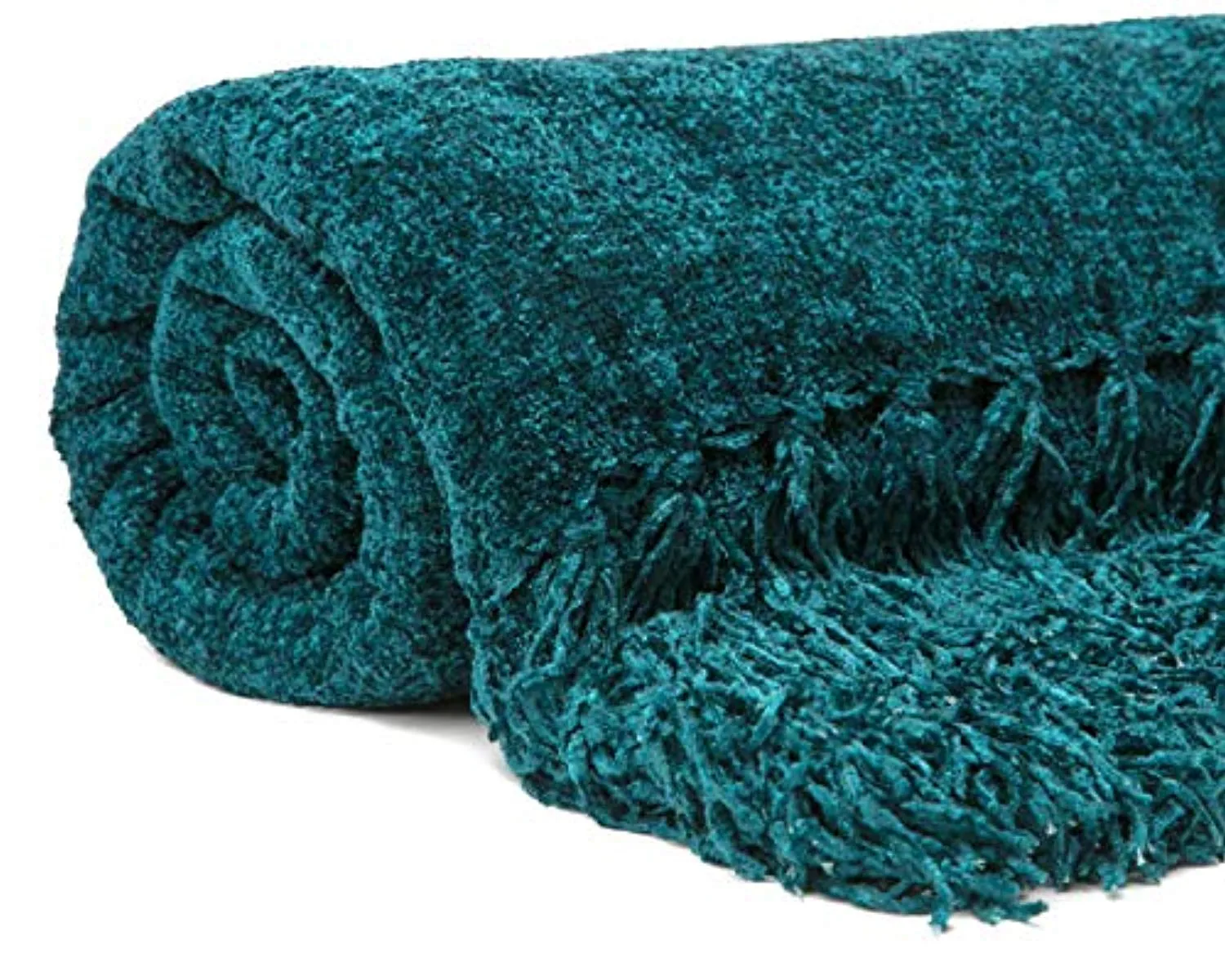 Chenille Velvety Texture Decorative Throw Blanket with Tassels (50x65)