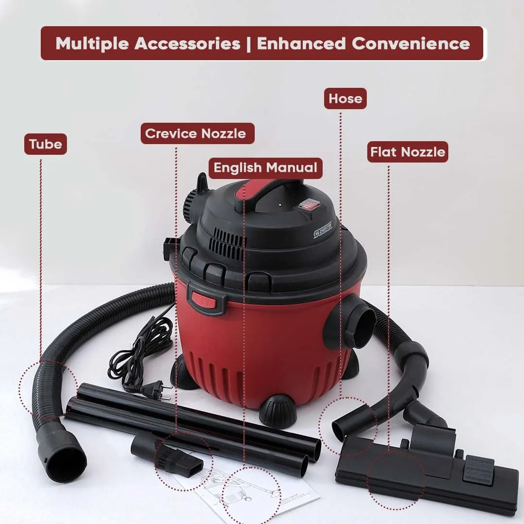 Cheston Vacuum Cleaner Wet & Dry 15L Capacity|1200W Motor with HEPA Filter, & Blower Function for Home, Office, Carpet, Car, Sofa Cleaning Machine (Red)|Powerful and Versatile Cleaning Appliance