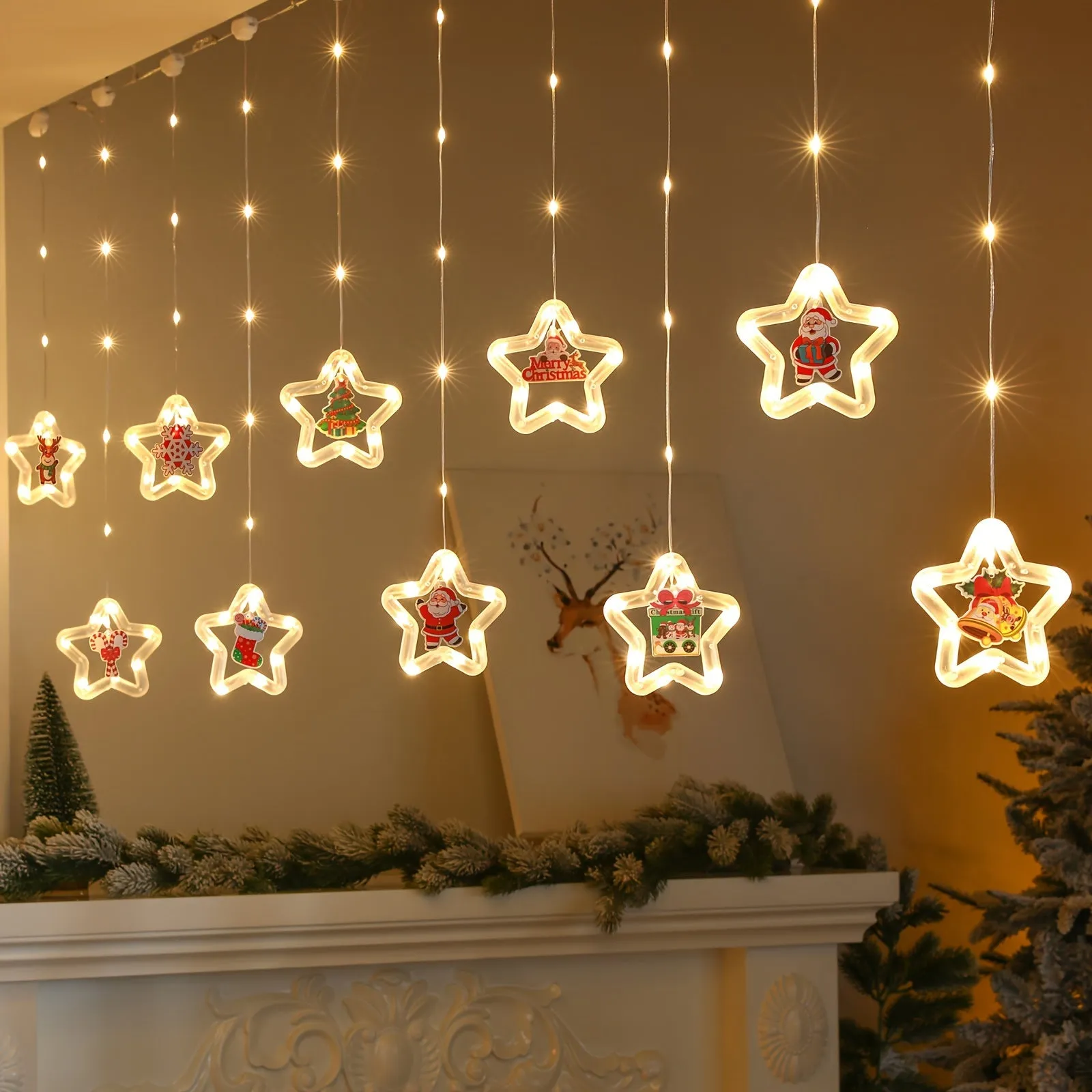 Christmas Curtain Lights with Remote Control for IndoorOutdoor Decor