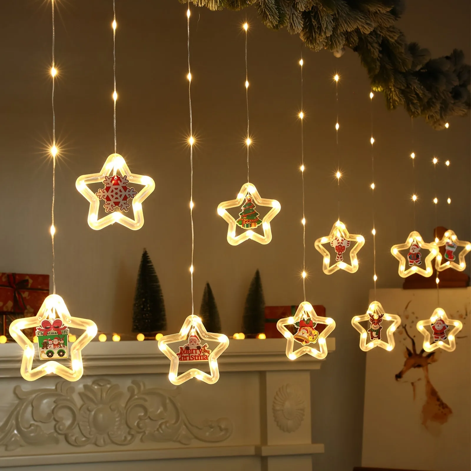 Christmas Curtain Lights with Remote Control for IndoorOutdoor Decor