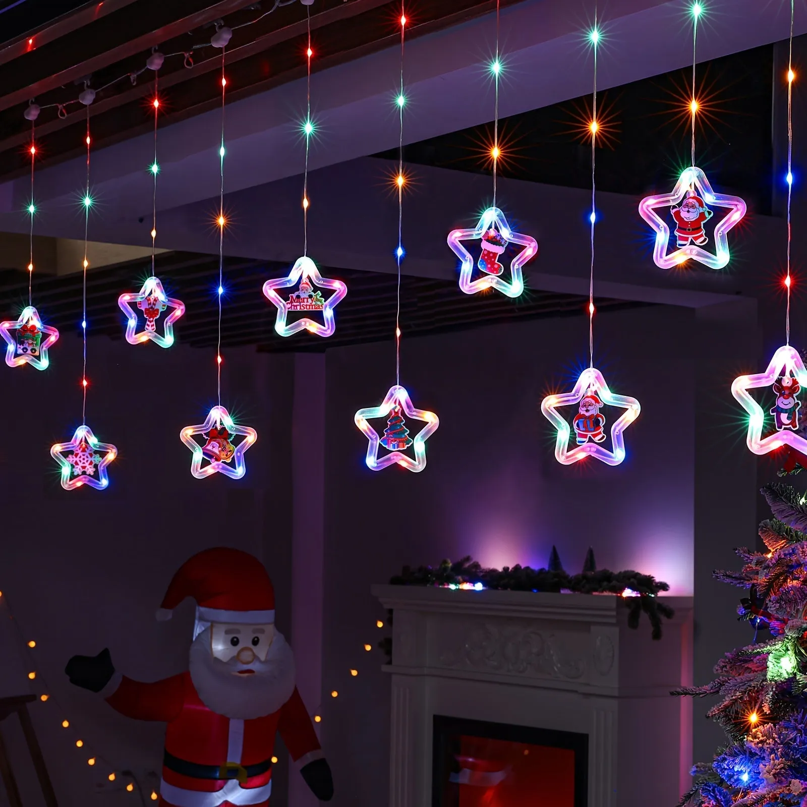 Christmas Curtain Lights with Remote Control for IndoorOutdoor Decor