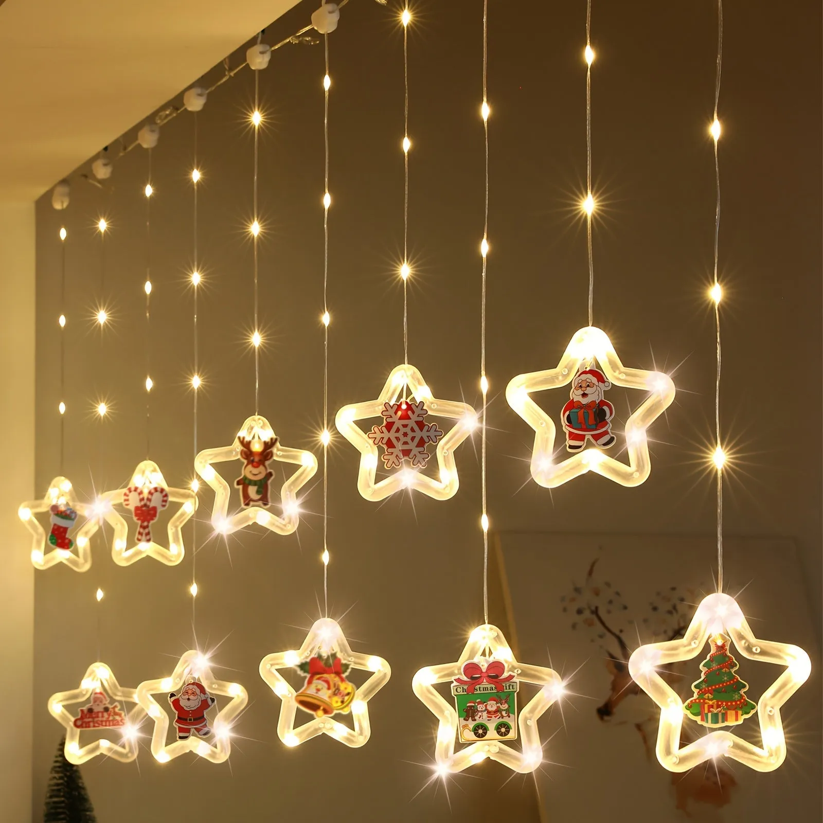 Christmas Curtain Lights with Remote Control for IndoorOutdoor Decor