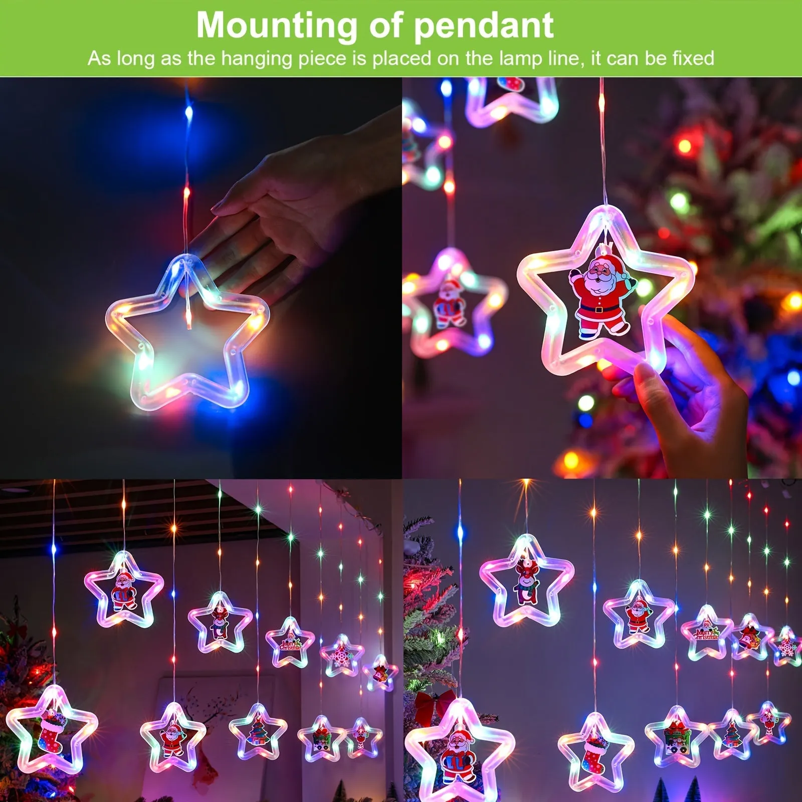 Christmas Curtain Lights with Remote Control for IndoorOutdoor Decor