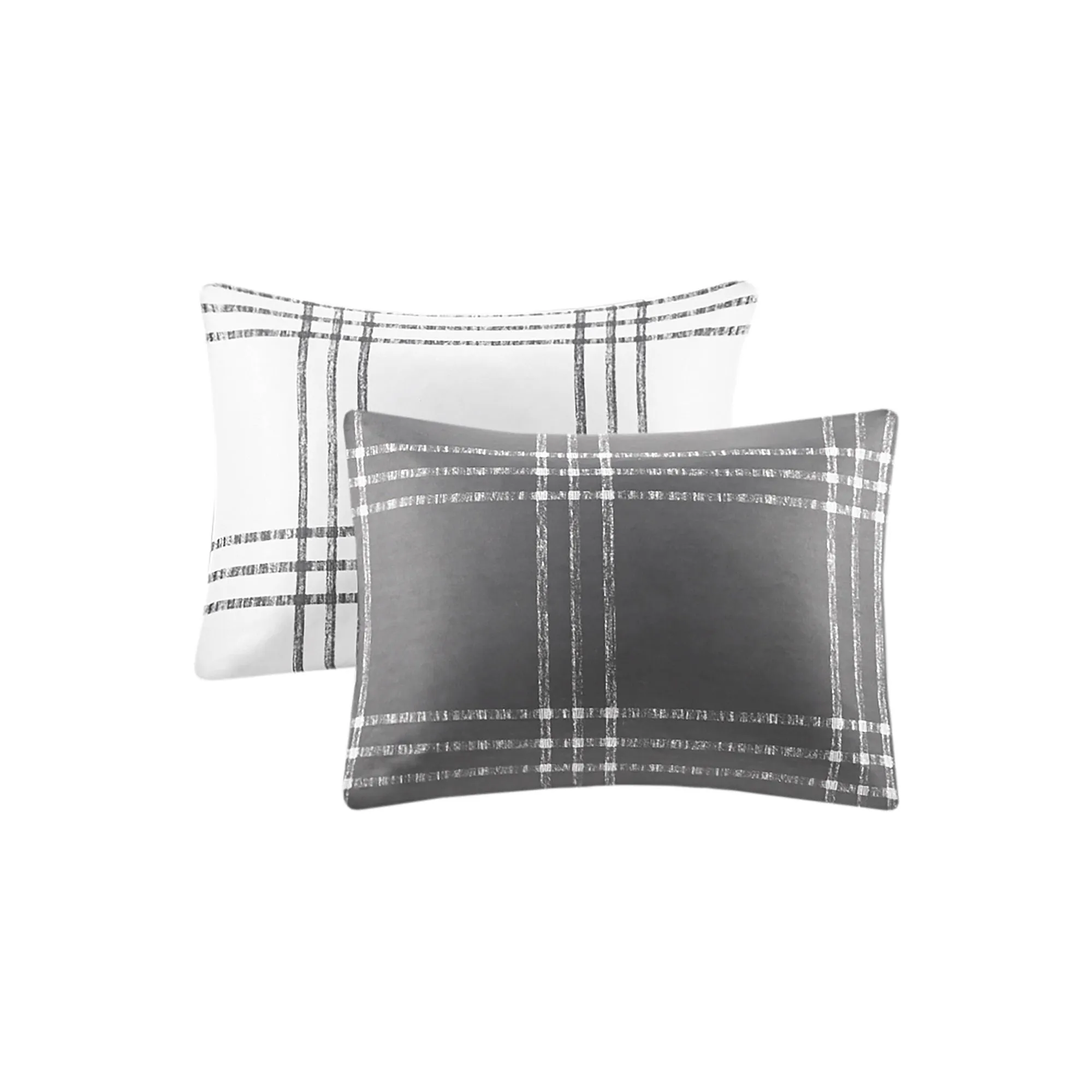 Clean Spaces Nathan 3 Piece Plaid Reversible Comforter Set - WHITE GRAY ONE SIZE