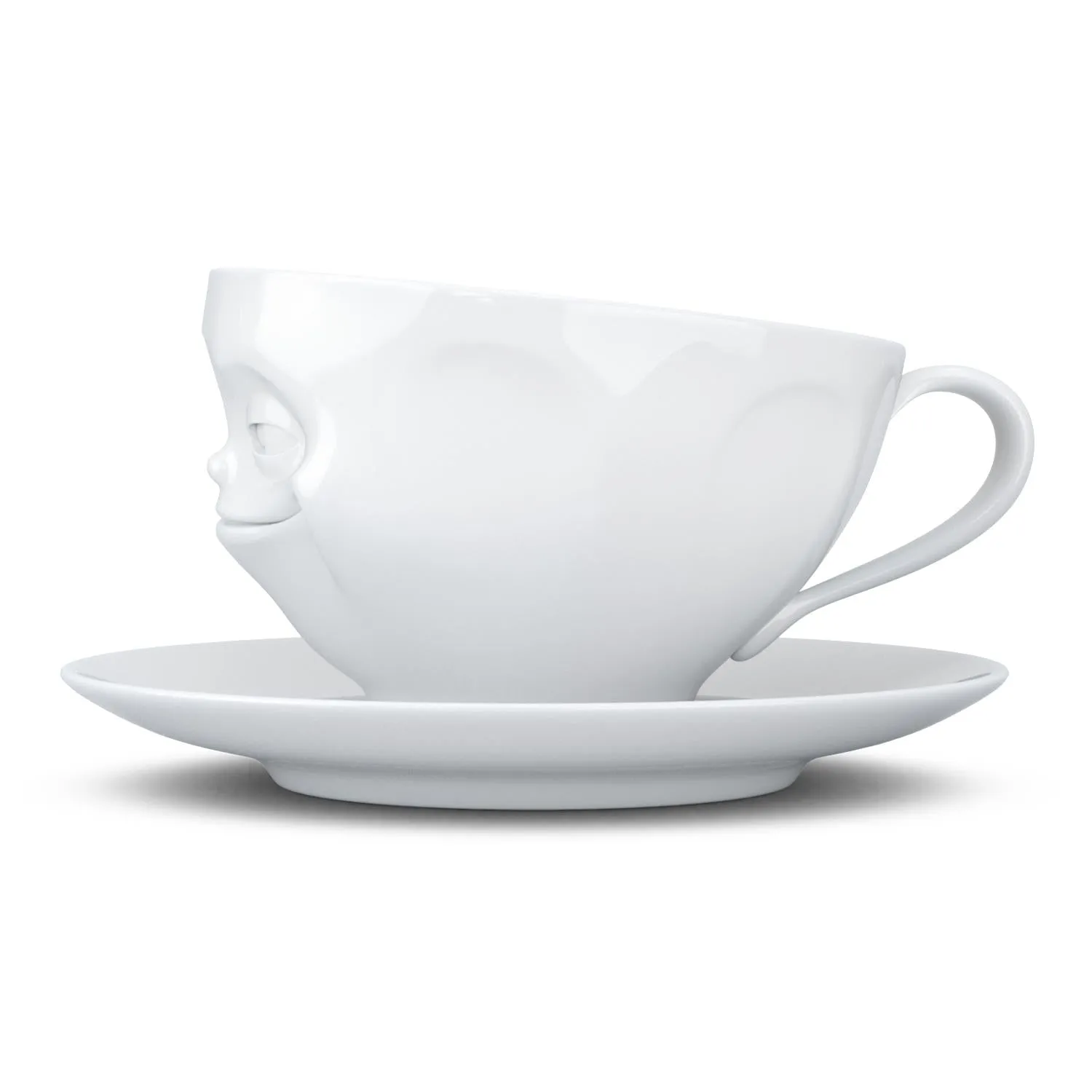 Coffee Cup with Saucer, Grinning Face