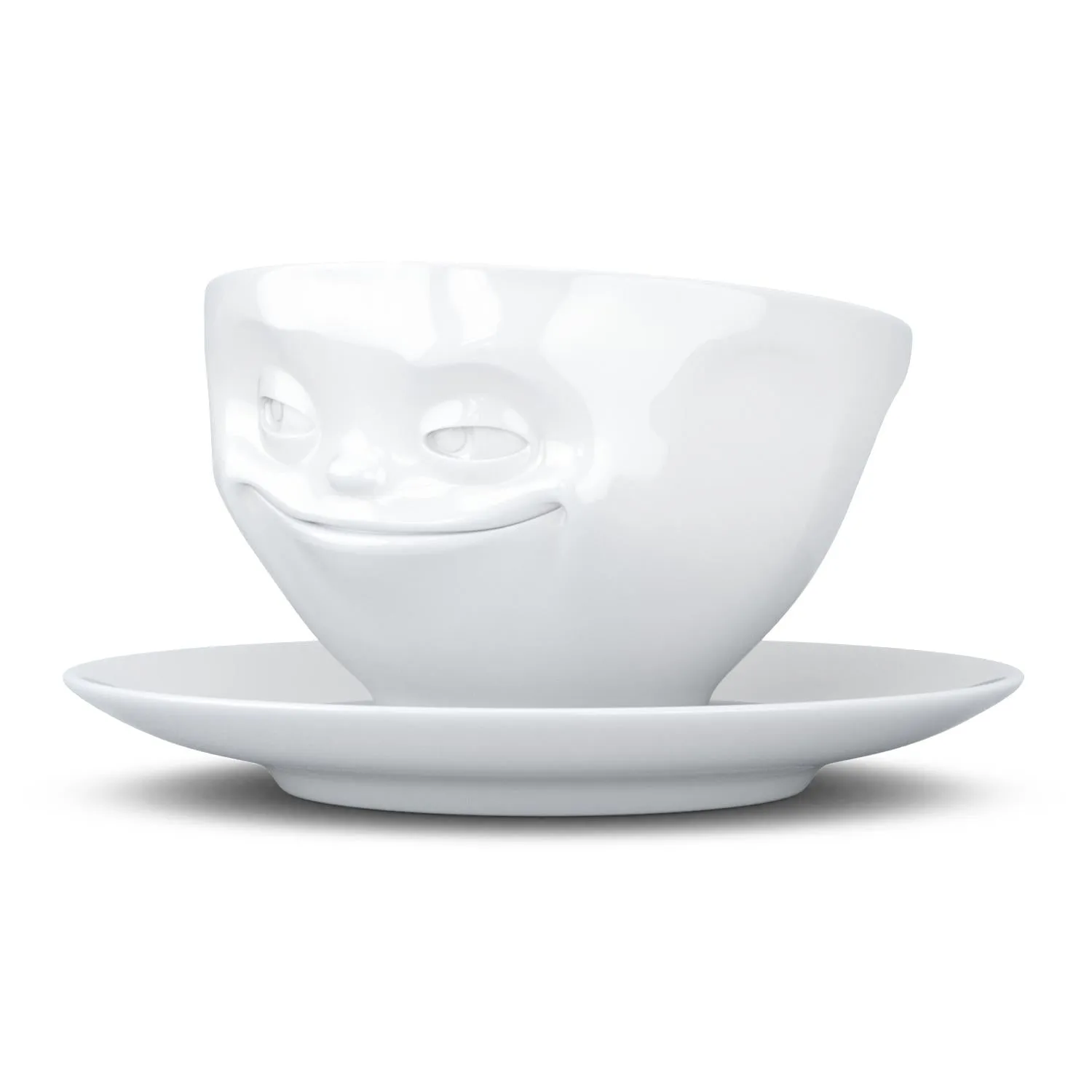 Coffee Cup with Saucer, Grinning Face