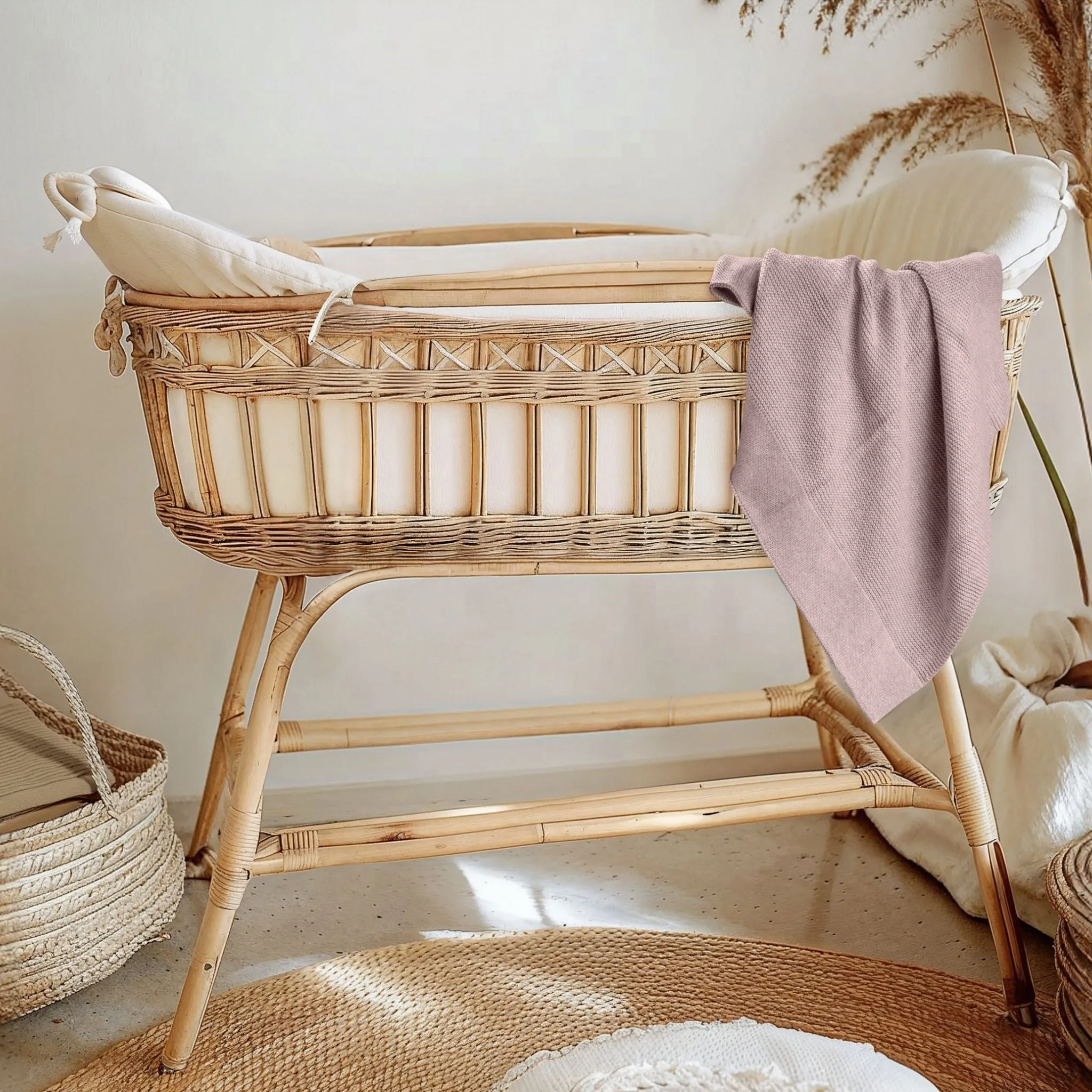 Cotton Classic Knit Baby Blanket | Blossom